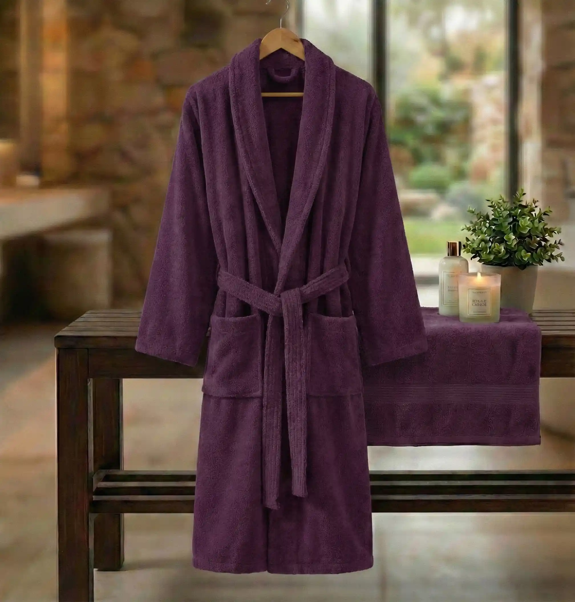 HALAT DE BAIE VELUR 100% BUMBAC (MOV)